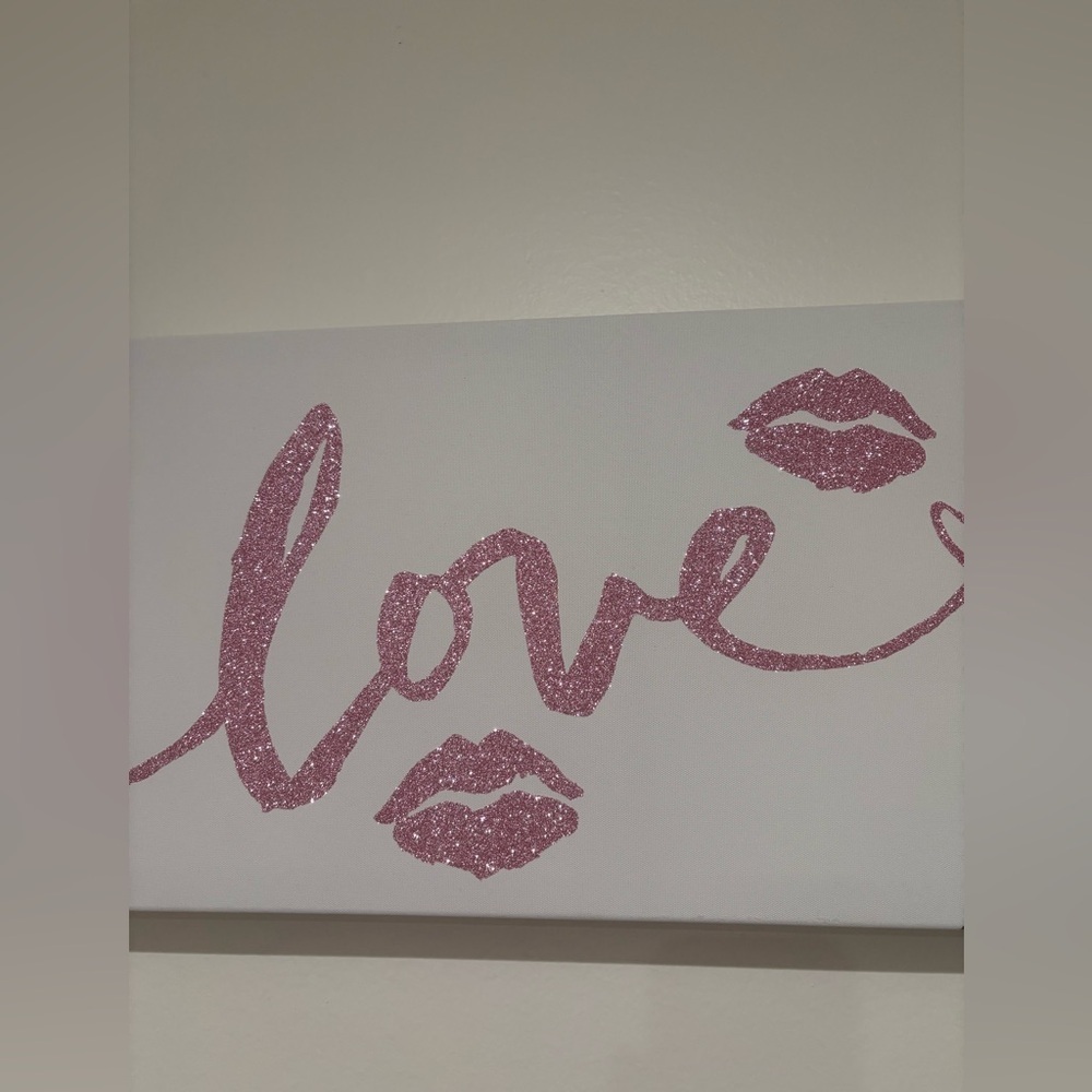 Pink Glitter Love Wall Art - Picture 3 of 7